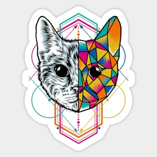 Geometric Cat Sticker